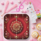 レッドデコレーションオーナメントホリデー紙プレート ペーパープレート (パーティー)