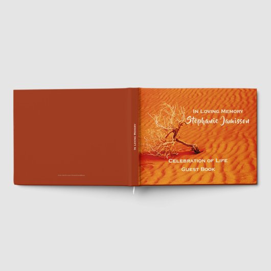 レッドデザートサンドのローンツリー、人生のお祝い ゲストブック (全面)