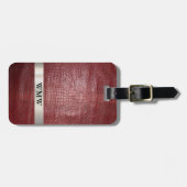 レッドデジタルレザーチタンメタルモノグラム ラゲッジタグ (正面横)