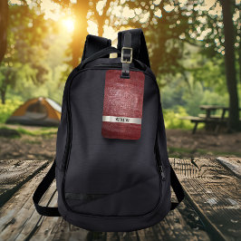 レッドデジタルレザーチタンメタルモノグラム ラゲッジタグ