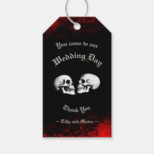 レッドデス踊り骨格ゴシック結婚ズ ギフトタグ (正面)