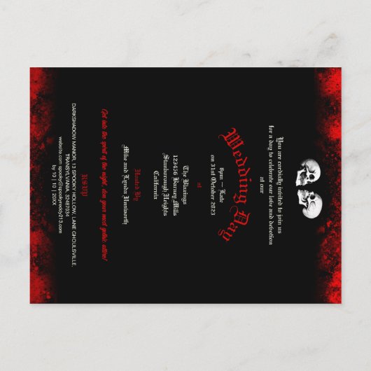 レッドデス踊り骨格ゴシック結婚ズ ポストカード (裏面)