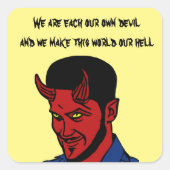 レッドデビルデーモンマンルシファー地獄引用文アート スクエアシール (正面)