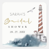 レッドデュスキーブルーライトハウスシーブライダルシャワー スクエアシール (正面)