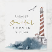 レッドデュスキーブルーライトハウスシーブライダルシャワー ワインラベル (シングルラベル)