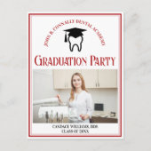レッドデンタルスクールフォトカスタムー卒業パーティー インビテーションポストカード (正面)