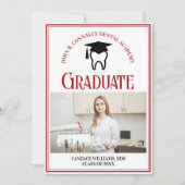 レッドデンタルスクールフォトカスタム卒業式 案内状 (正面)