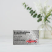 レッドトウトラック | メタリックグランジ背景 名刺 (スタンド正面)