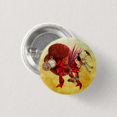 レッドトップハット鳥のポケットウォッチスチームパンクアート 缶バッジ (正面&裏面)