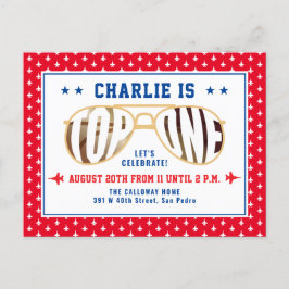 レッドトップワンファイターパイロットをテーマにした第1誕生日 ポストカード