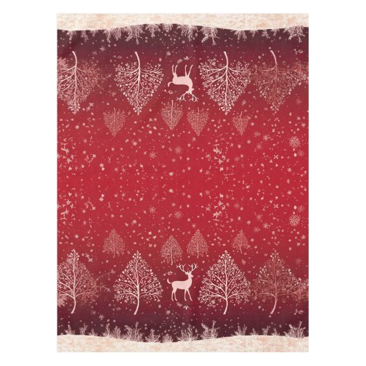 レッドトナカイのクリスマス テーブルクロス (正面)