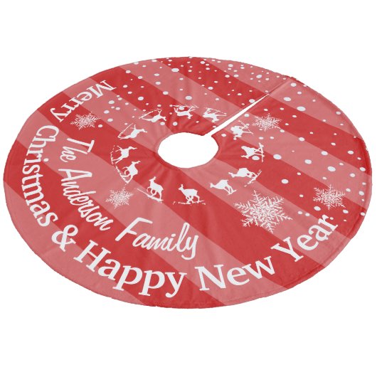 レッドトナカイの森のクリスマスパーソナライズされた フリース ツリースカート (アングル)