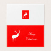 レッドトナカイエレガントホリデーカード (外部フラット)
