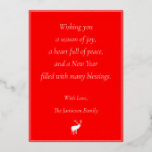 レッドトナカイエレガント金ゴールド 箔シーズンカード (裏面)