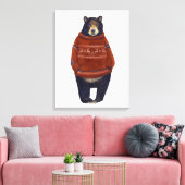 レッドトナディアセーター熊 キャンバスプリント (インサイチュ (リビング))