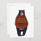 レッドトナディアセーター熊 ポストカード (正面/裏面)