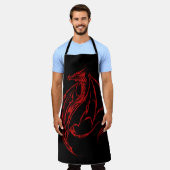 レッドトライバルドラゴンブラック エプロン (着用した状態)