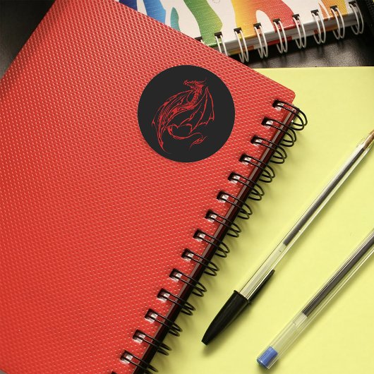 レッドトライバルドラゴンブラック ラウンドシール