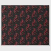 レッドトライバルドラゴンブラック ラッピングペーパー (フラット)