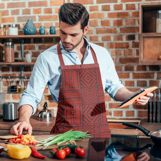 レッドトライバルパターンアート エプロン