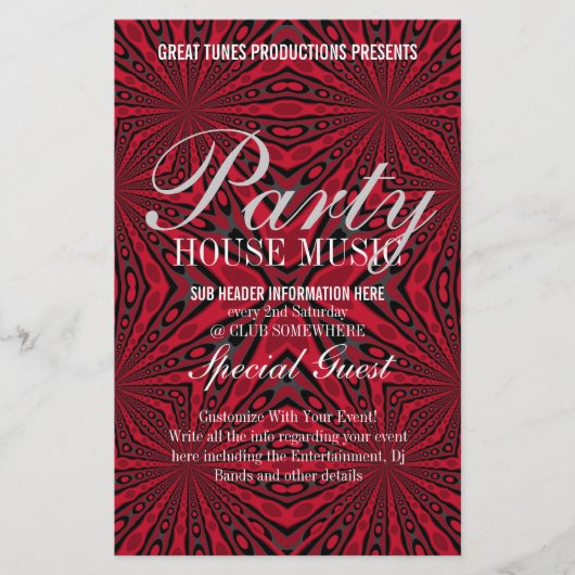 レッドトライバルファンキーパーティーミュージッククラブイベントフライヤー チラシ (正面)