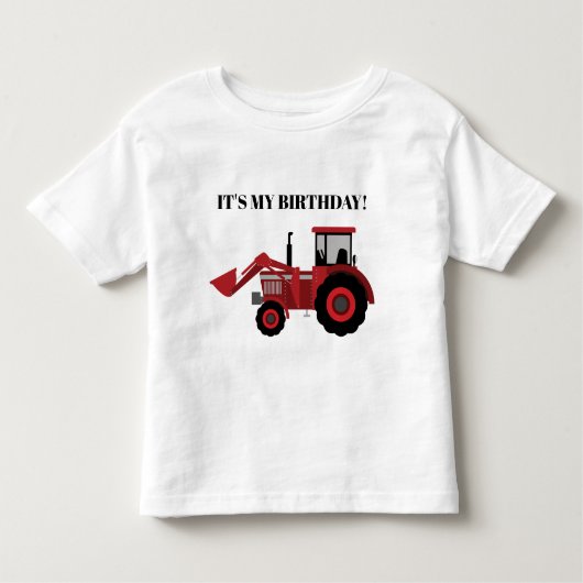レッドトラクターそれが私の誕生日 パーソナライズされた トドラーTシャツ (正面)