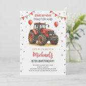 レッドトラクターテーマ誕生日パーティー 招待状 (スタンド正面)