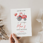 レッドトラクターテーマ誕生日招待状 招待状