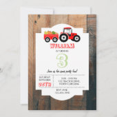 レッドトラクタートラックファームプロデュース誕生日 招待状 (正面)