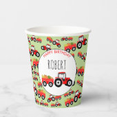 レッドトラクタートラックファームプロデュース誕生日 紙コップ (正面)