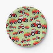 レッドトラクタートラックファームプロデュース ペーパープレート (正面)