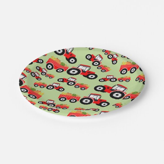 レッドトラクタートラックファームプロデュース ペーパープレート (アングル)