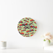 レッドトラクタートラックファームプロデュース ラウンド壁時計 (ホーム)