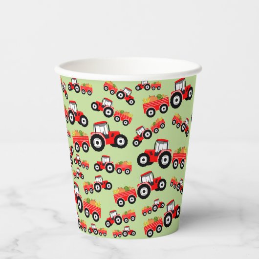 レッドトラクタートラックファームプロデュース 紙コップ (正面)