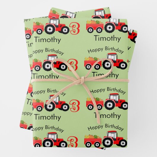 レッドトラクタートラックファーム名と年齢 ラッピングペーパーシート (インサイチュ)