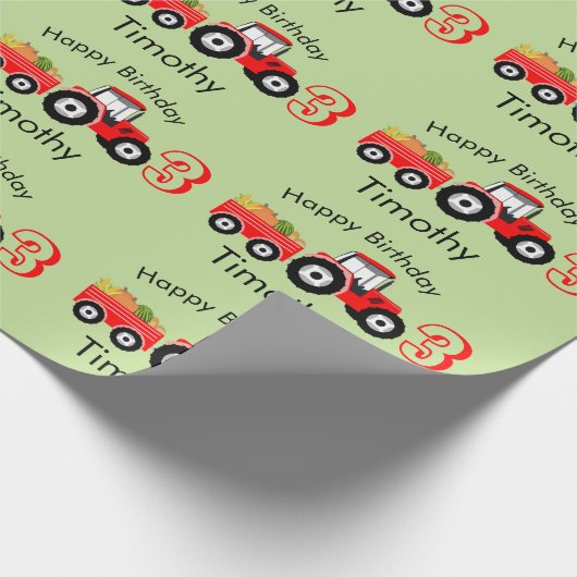 レッドトラクタートラックファーム名と年齢 ラッピングペーパー (角)