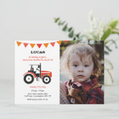 レッドトラクターバースデーパーティー招待状と写真 招待状 (スタンド正面)