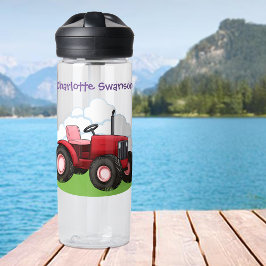 レッドトラクターピンクシートカートゥーンキッド農家 ウォーターボトル