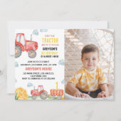 レッドトラクターファームバースデーパーティーの招待 招待状 (正面)