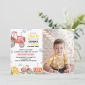 レッドトラクターファームバースデーパーティーの招待 招待状 (スタンド正面)