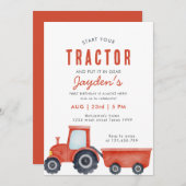 レッドトラクターファームボーイ1st誕生日の招待 招待状 (正面/裏面)