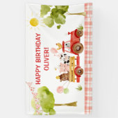 レッドトラクターファーム動物の誕生日パーティー 横断幕 (縦)