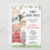 レッドトラクターファーム動物2nd誕生日 招待状 (正面)