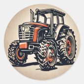 レッドトラクターファーム設備誕生日 ラウンドシール (正面)