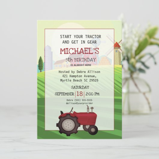 レッドトラクターファーム5thバースデーパーティー 招待状 (スタンド正面)