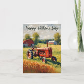 レッドトラクター素朴ヴィンテージファームハッピーファーザーズデイ カード (正面)