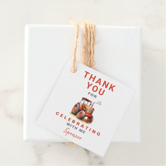 レッドトラクター誕生日スクエアビーフギフトラベル フェイバータグ (インサイチュ)