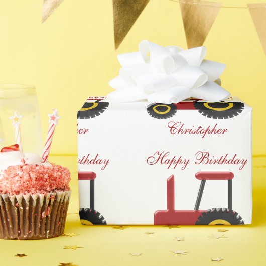 レッドトラクター誕生日 ラッピングペーパー (誕生日パーティー)