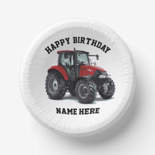 レッドトラクター農業誕生日農業農場 ペーパーボウル