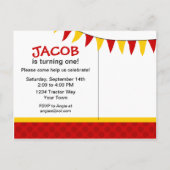 レッドトラクター1stバースデーハガキ招待状 インビテーションポストカード (裏面)